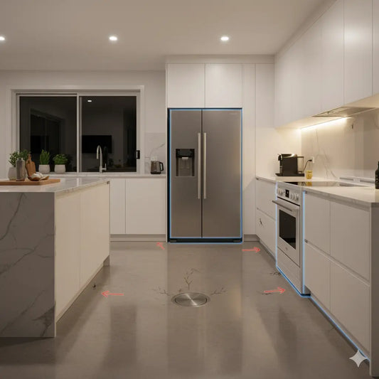modern kitchen with roaches trails